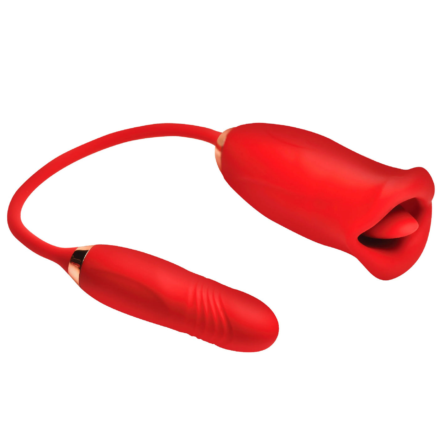 Magic Kiss Clitoral Stimulator with Thrusting Vibrator - Red