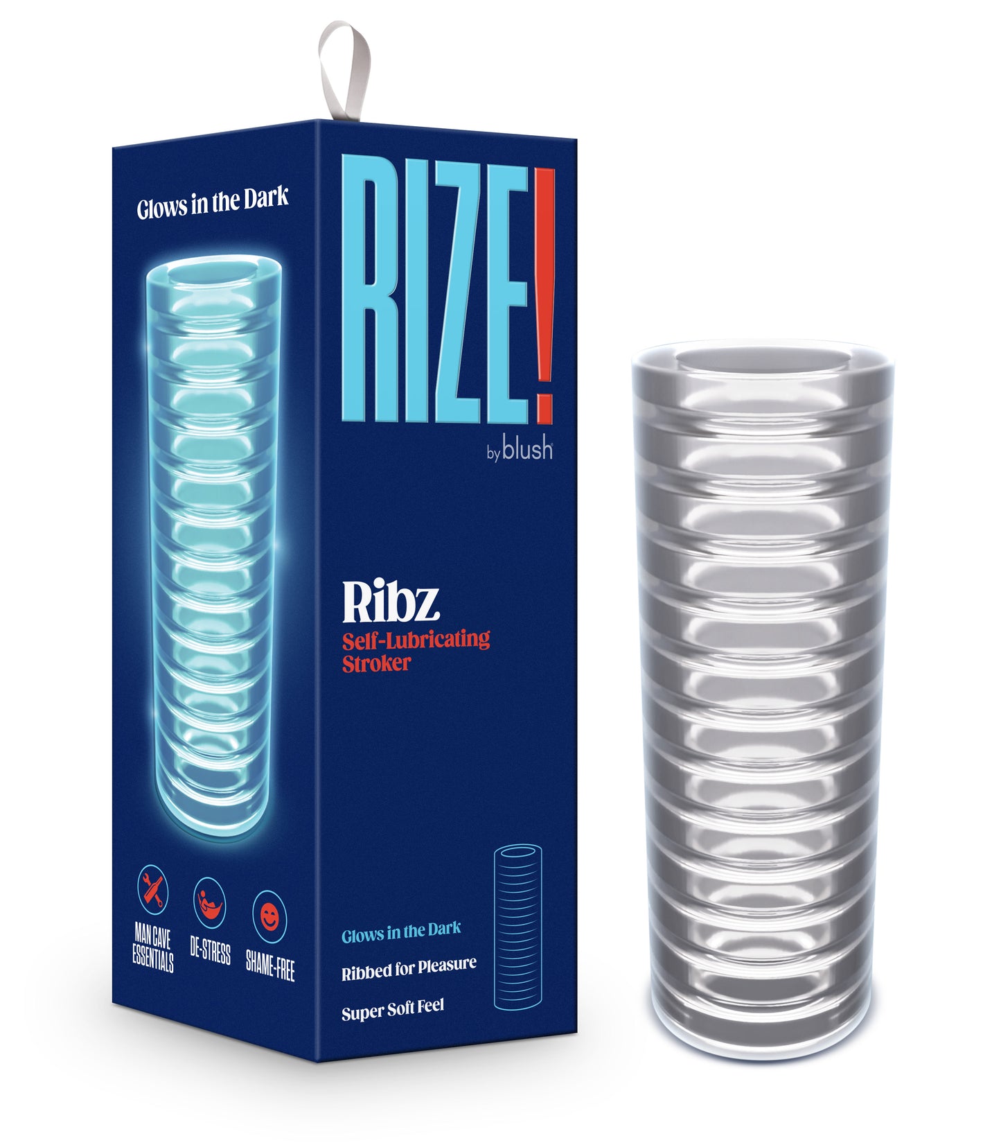 Rize Ribz Glow in the Dark Self-Lubricating Stroker – Clear