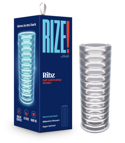 Rize Ribz Glow in the Dark Self-Lubricating Stroker – Clear