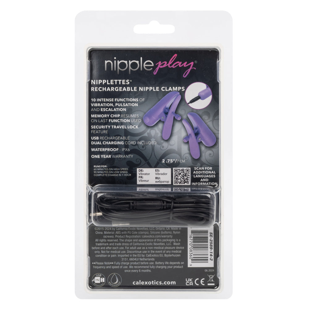 CalExotics Nipplettes Designer Clamps with Wireless Motor - Purple