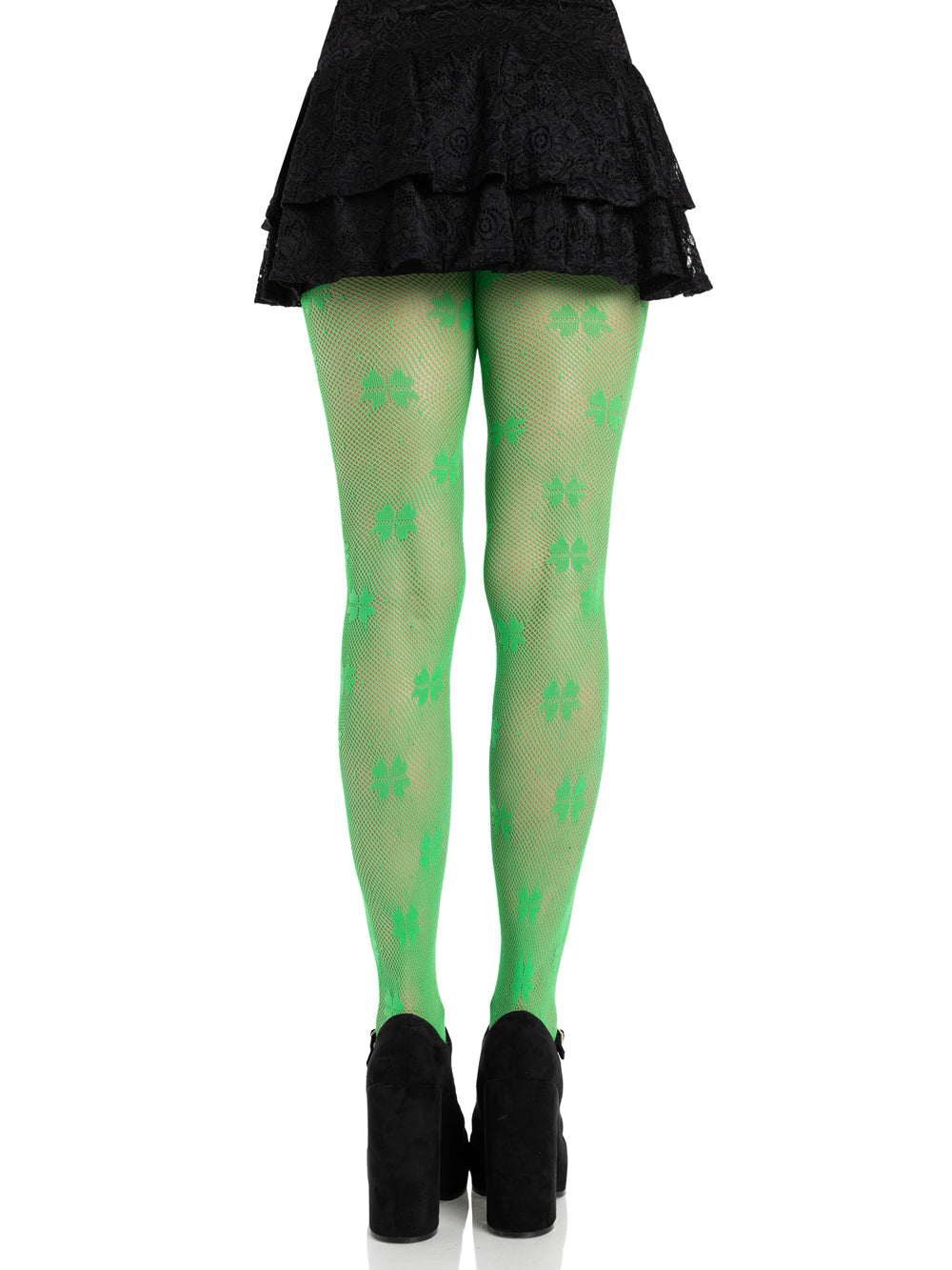 Leg Avenue Clover Net Tights – Green – One Size
