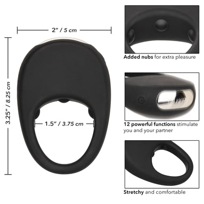 CalExotics Silicone Rechargeable Pleasure Ring - Vibrating Couples Enhancer - Black