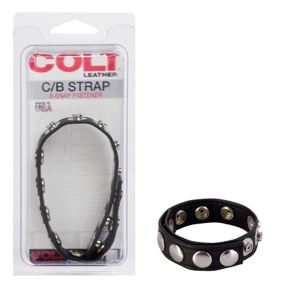 CalExotics Colt 8 Snap Fastener Leather Strap - Black