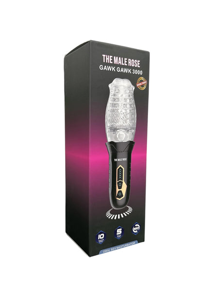 The Male Rose Gawk Gawk 3000 Vibrating Rotating Masturbator - Clear