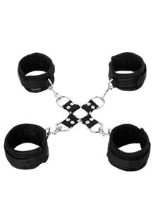 Sportsheets 5 Piece Hog Tie and Cuff Set - Adjustable Restraints - Black