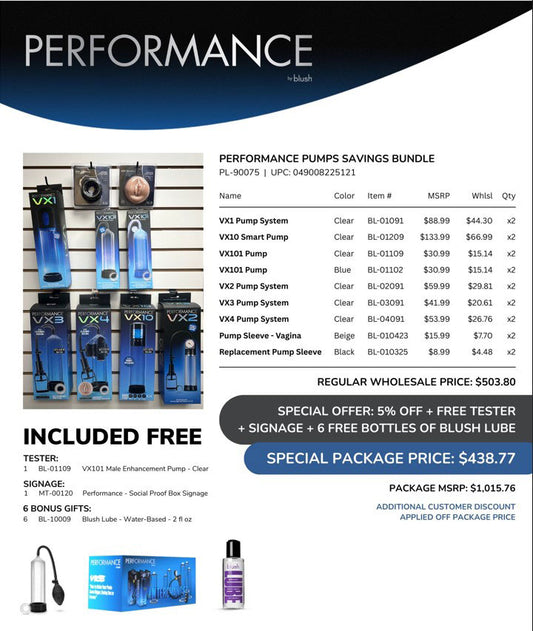 Performance Pumps Savings Bundle – Male Enhancement Pump System – Clear and Blue