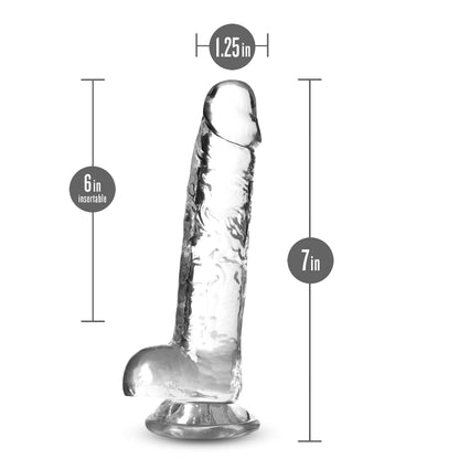 Blush Naturally Yours 7 Inch Crystalline Dildo - Clear - Life-like Design with Suction Cup Base