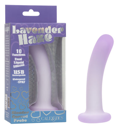 CalExotics Lavender Haze Slender Curved Probe Vibrator, Rechargeable Liquid Silicone, IPX7, Purple