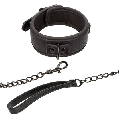 CalExotics Nocturnal Collection Collar and Leash - Adjustable Black Set