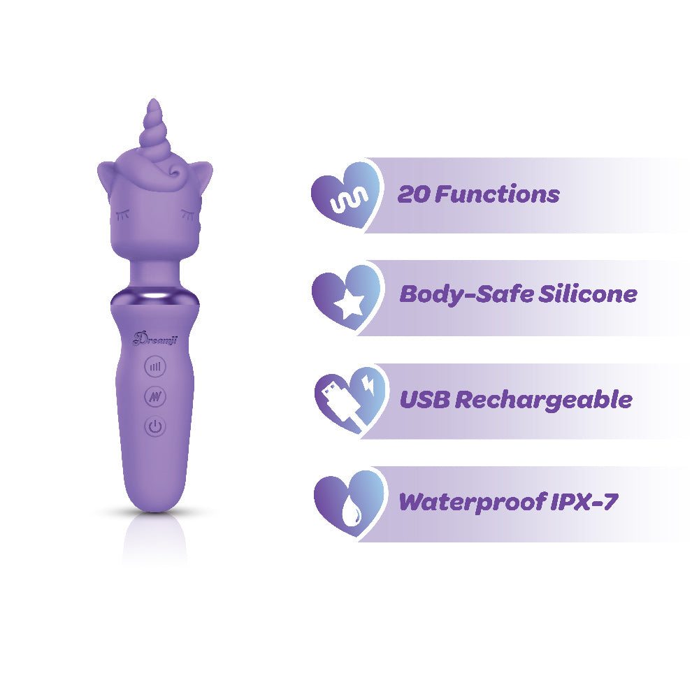 Dreamii Wand Powerful Unicorn Wand - Lilac - 15 Vibration Patterns & 5 Speeds