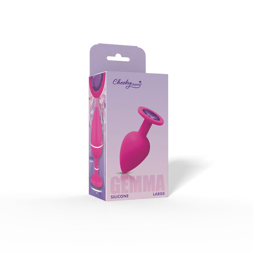 Gemma Purple Gem Pink Silicone Plug - Large - Tapered Teardrop Shaped with Flared Base