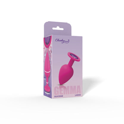 Gemma Purple Gem Pink Silicone Plug - Large - Tapered Teardrop Shaped with Flared Base