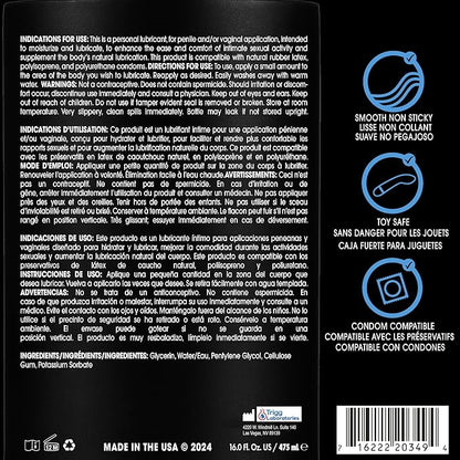 Wet Original Water Based Lubricant 16oz – Long Lasting, Odorless, Colorless