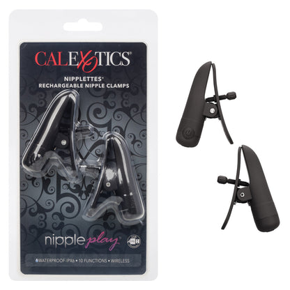 CalExotics Nipple Play Nipplettes Vibrating Nipple Clamps – Black