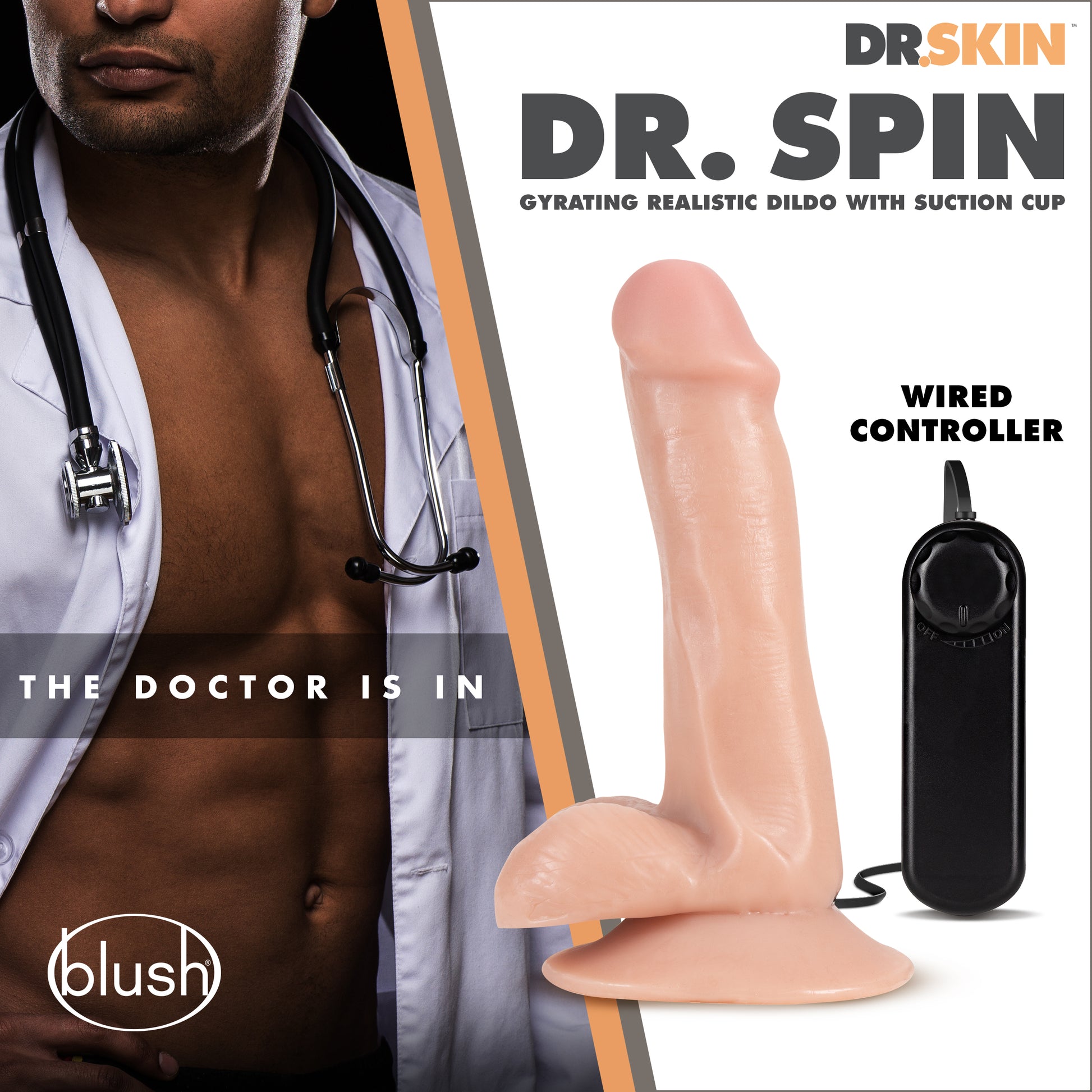 Dr. Skin Dr. Spin 6 Inch Gyrating Realistic Dildo - Vanilla