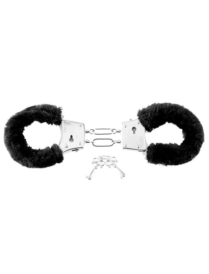 Pipedream Beginner's Furry Cuffs - Black - Comfortable Restraints