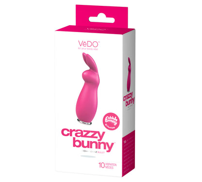 VeDO Crazzy Bunny Rechargeable Bullet - 10 Vibration Modes - Pink