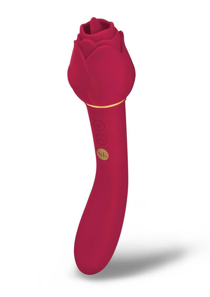 XGEN Secret Kisses Rosegasm Lingo - Dual-Ended Clitoral Vibe with Flickering Tongue - Red