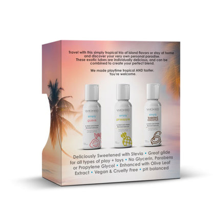 Wicked Simply Tropical Trio Flavored Lubes – Guava, Pineapple, Toasted Coconut – 1oz Travel Size