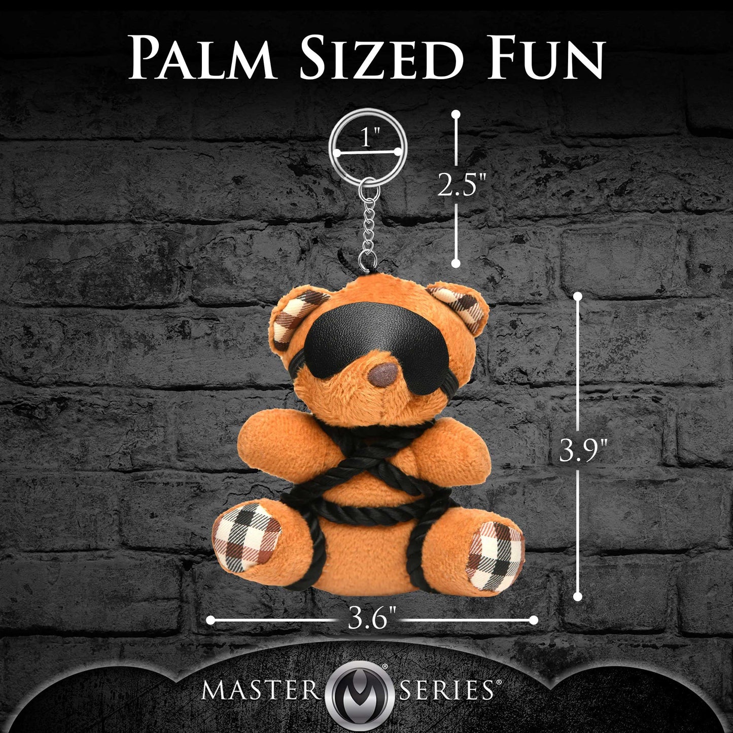 XR Brands Rope Teddy Bear Keychain - Burnt Orange - Kinky Novelty Accessory