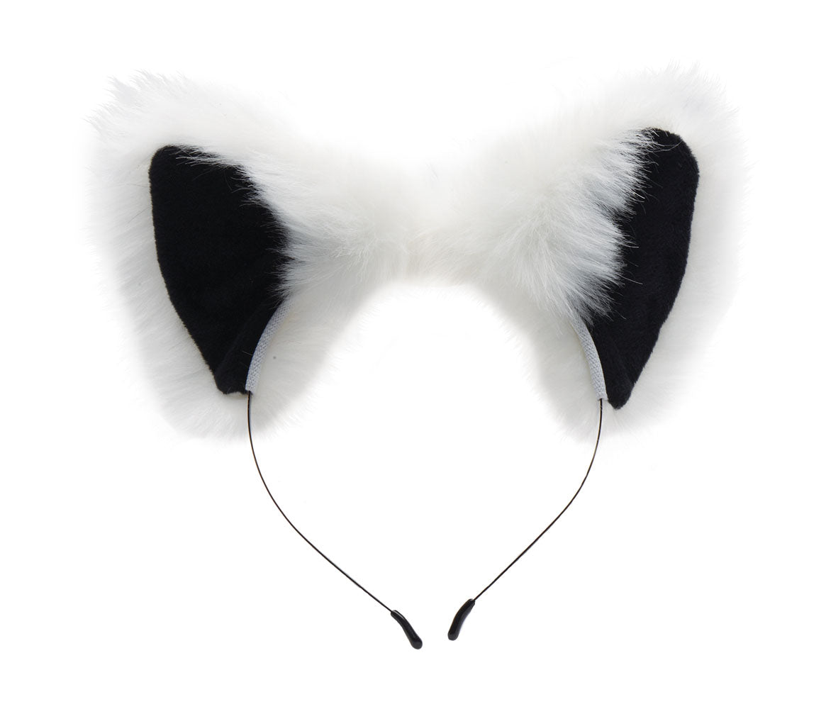 XR Brands White Fox Tail Anal Plug and Ears Set – White