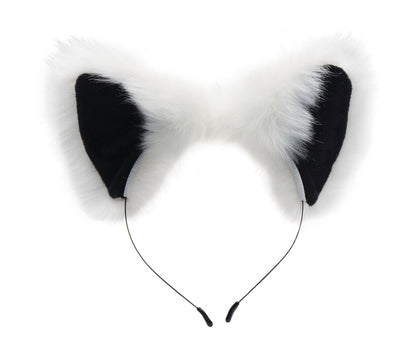 XR Brands White Fox Tail Anal Plug and Ears Set – White
