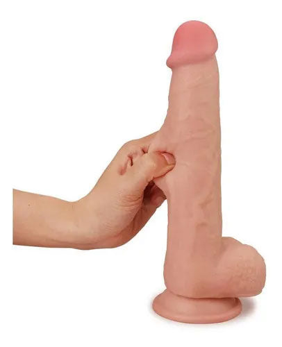 Real Skin 9" Dual Layer Dildo - Beige - Bendable and Realistic