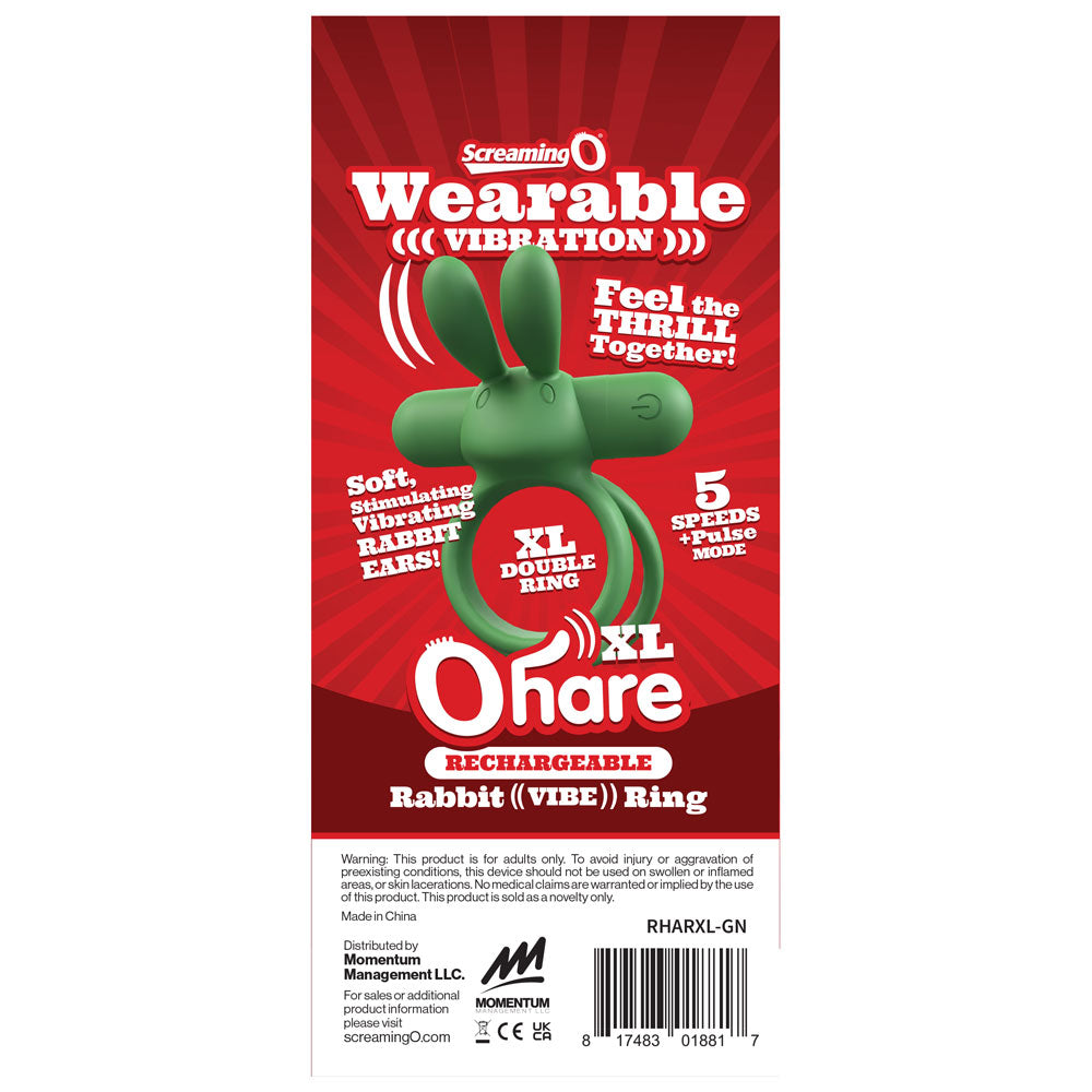 Rechargeable Ohare XL Vibrating Ring with Soft Touch Bullet – Green