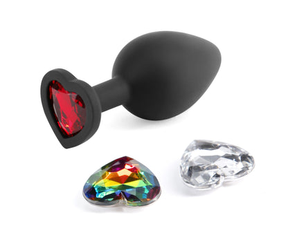 Glams Xchange Heart Medium Accessory with Interchangeable Gems - Black