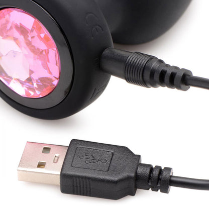 XR Brands 28x Silicone Vibrating Anal Plug with Remote - Pink