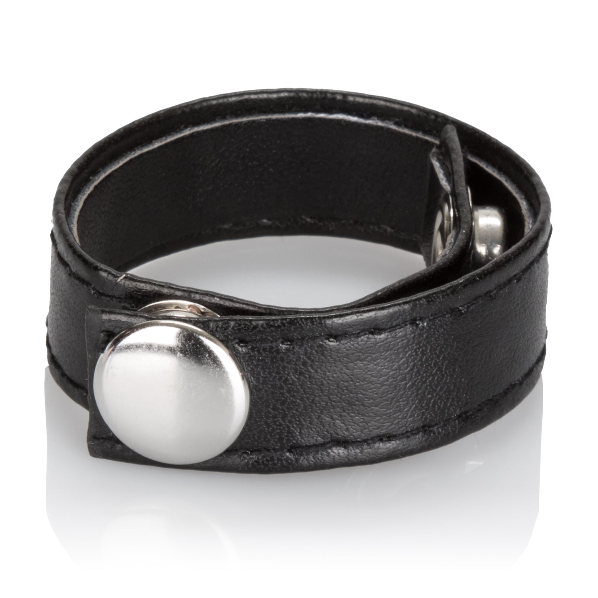 CalExotics Adjustable Leather Black 3-Snap Ring