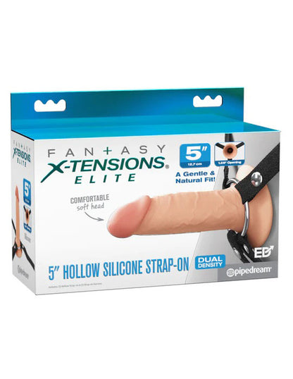 Pipedream Fantasy X-Tensions Elite 5" Silicone Hollow Strap-on - Beige