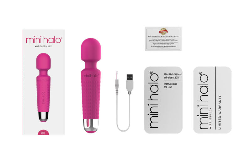 Viben Mini Halo Pink Wand Massager with 20 Vibration Patterns and 8 Speed Strengths