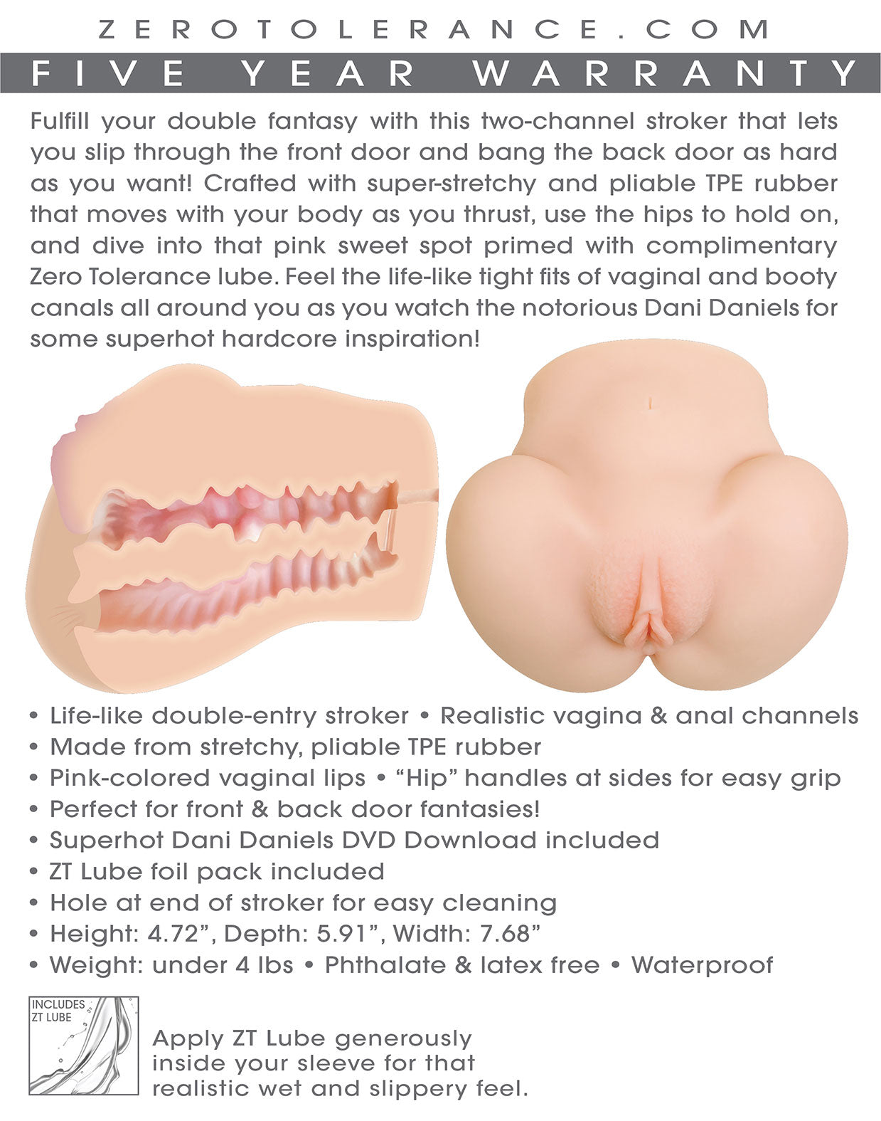 Evolved Novelties Dani Daniels Double Entry Stroker – Beige