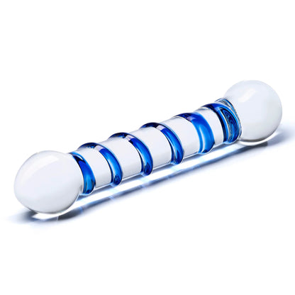 Electric Novelties 6.5 Inch Spiral Dildo – Blue – Borosilicate Glass