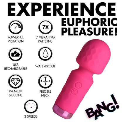 XR Brands 10x Mini Silicone Wand – Pink – Waterproof, Rechargeable, Multi-Speed