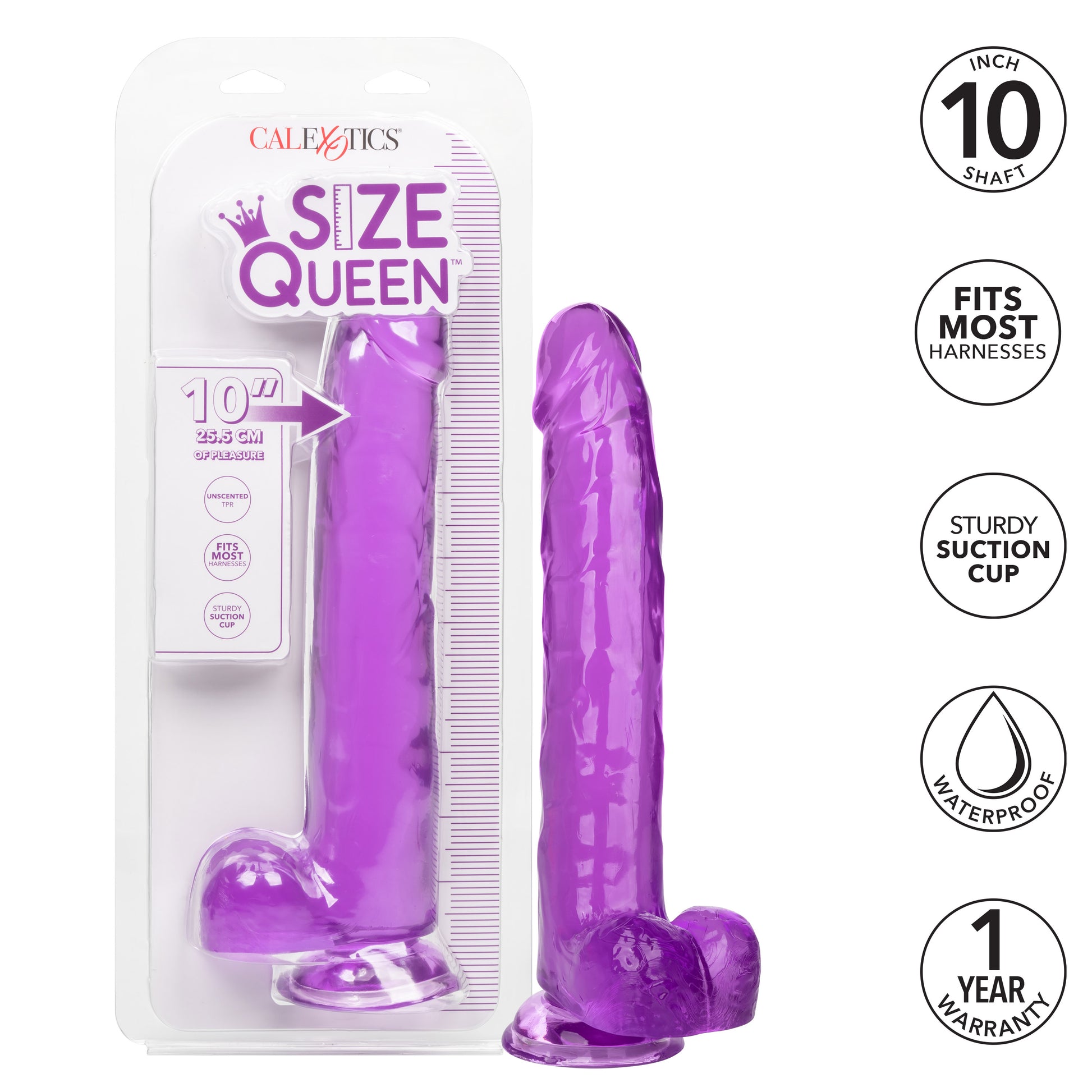 CalExotics Size Queen 10-Inch Dildo - Realistic Purple Design