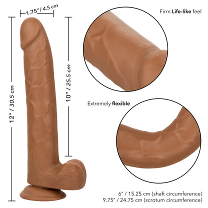 CalExotics Size Queen 10-Inch Realistic Dildo with Suction Cup Base - Brown