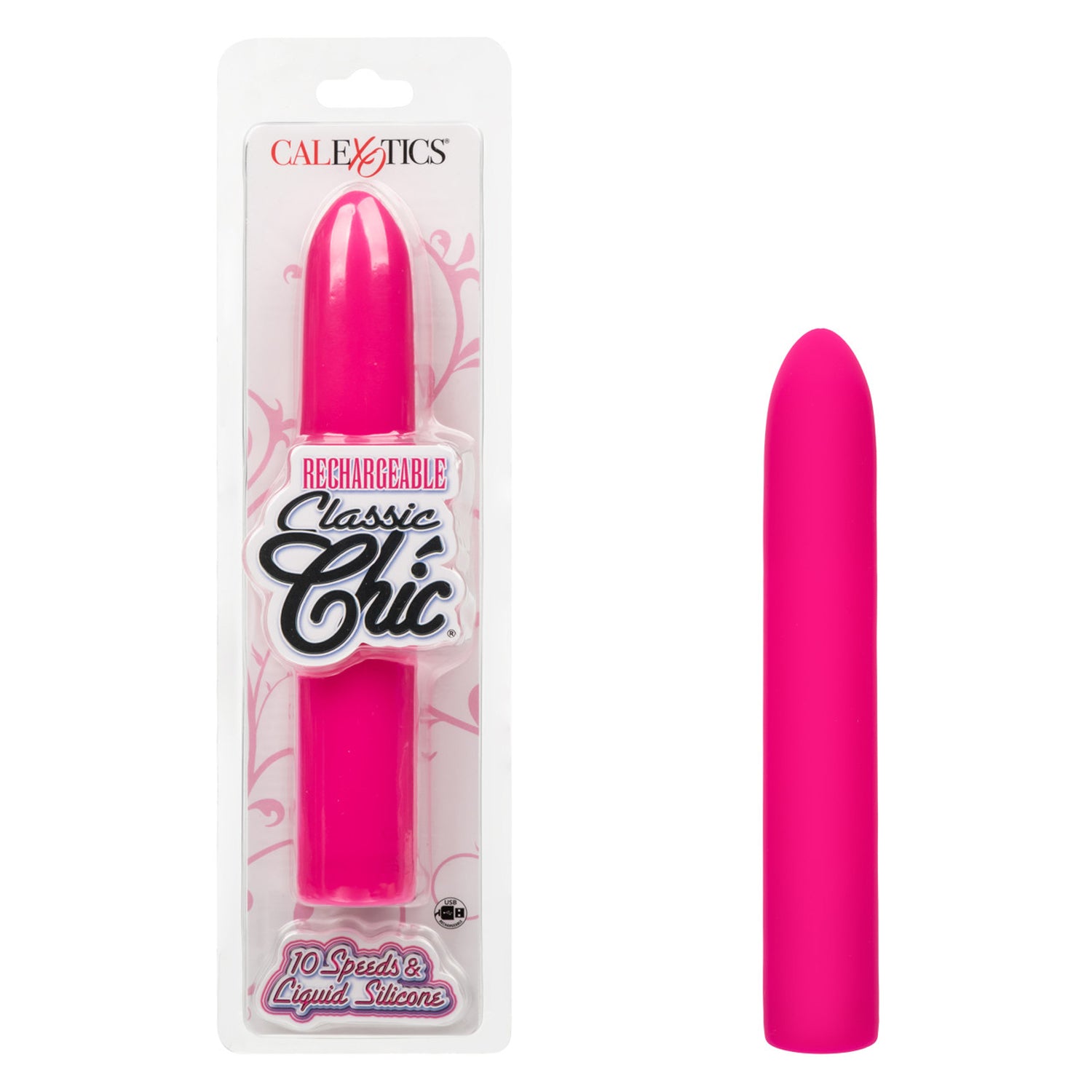 CalExotics Rechargeable Classic Chic Standard Vibrator – Pink – Multi-Speed Waterproof