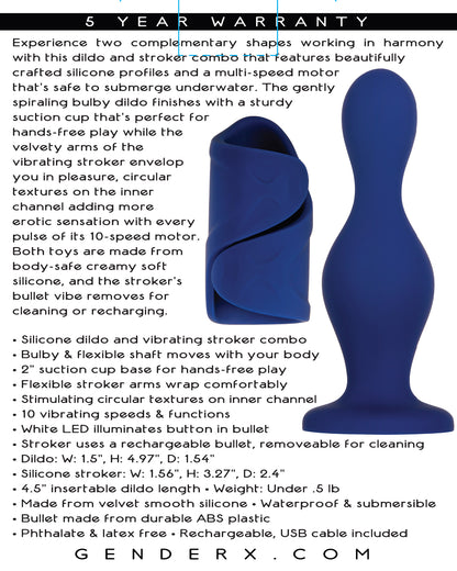 iN's and Out's Silicone Dildo and Vibrating Stroker Combo – Blue