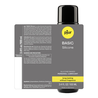 Pjur Basic Silicone Personal Lubricant - 3.4 Fl. Oz - Clear