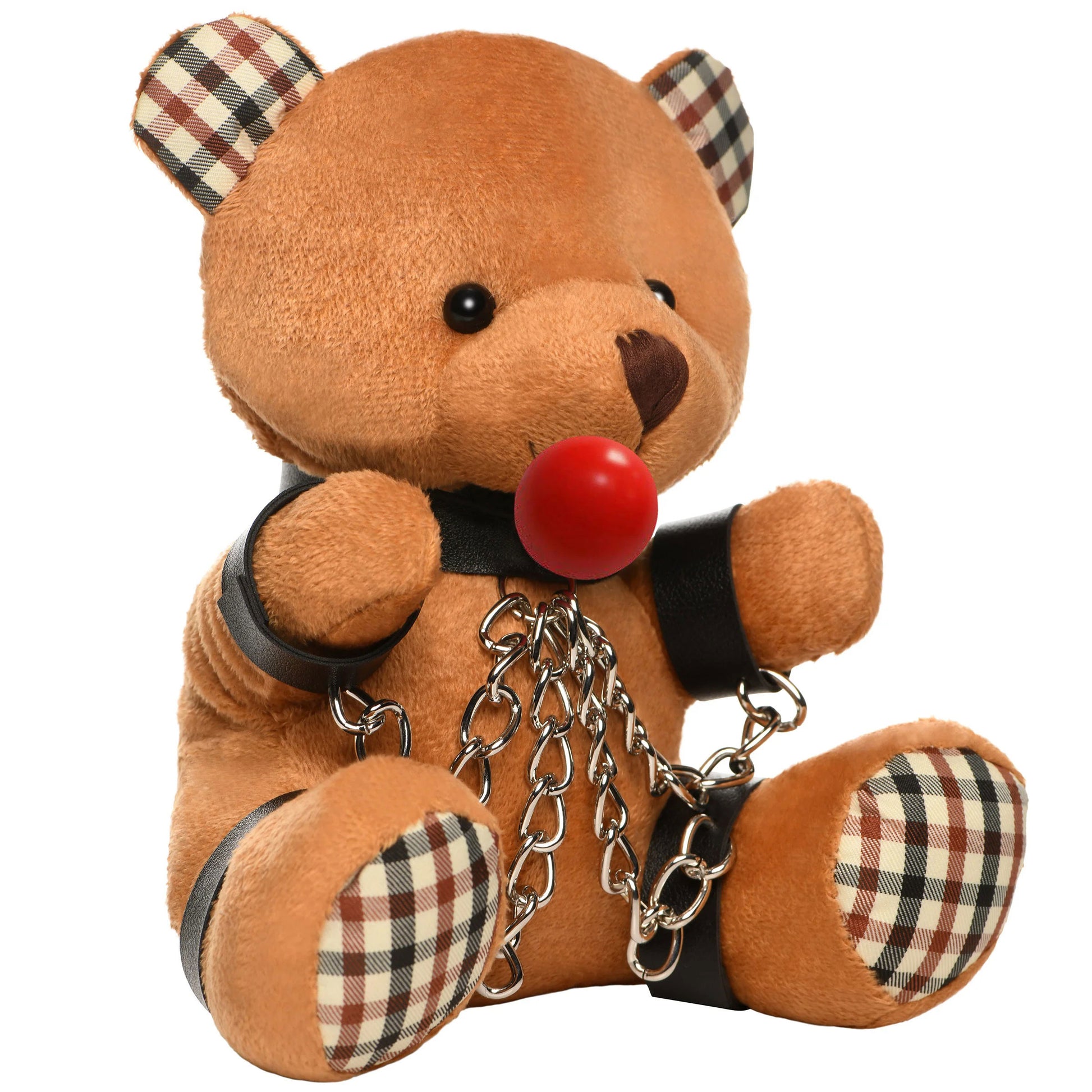 Gagged Teddy Bear Plush - Cuddle Toy with Restraints - 8.6" Length