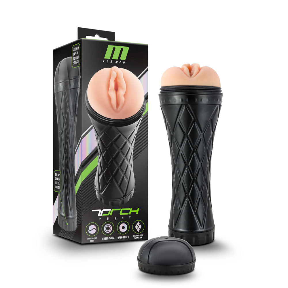 M for Men Torch Male Masturbator - Realistic Sensation - Black/Beige