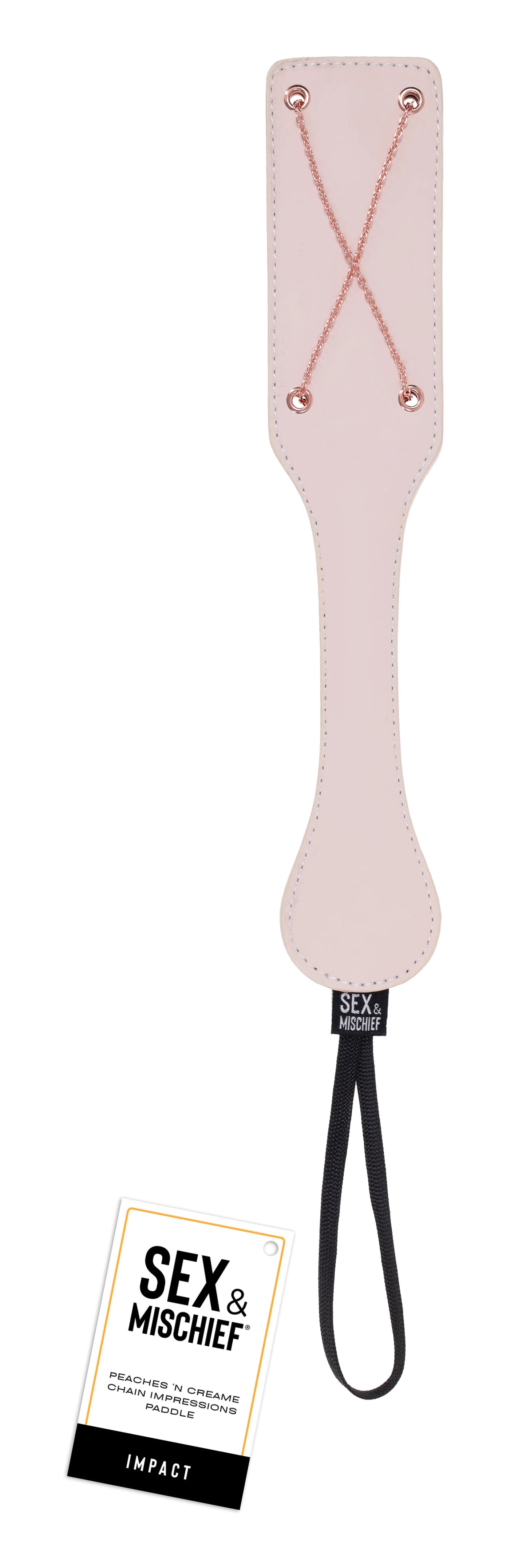 Peaches N CreaMe Chain Impressions Paddle – Peach – Faux Leather Paddle with Dual Textures