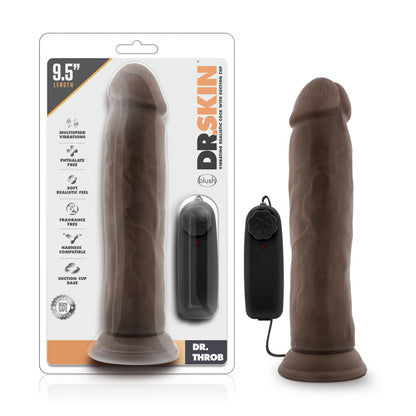 Dr. Skin Dr. Throb 9.5 Inch Vibrating Realistic Cock with Suction Cup - Chocolate