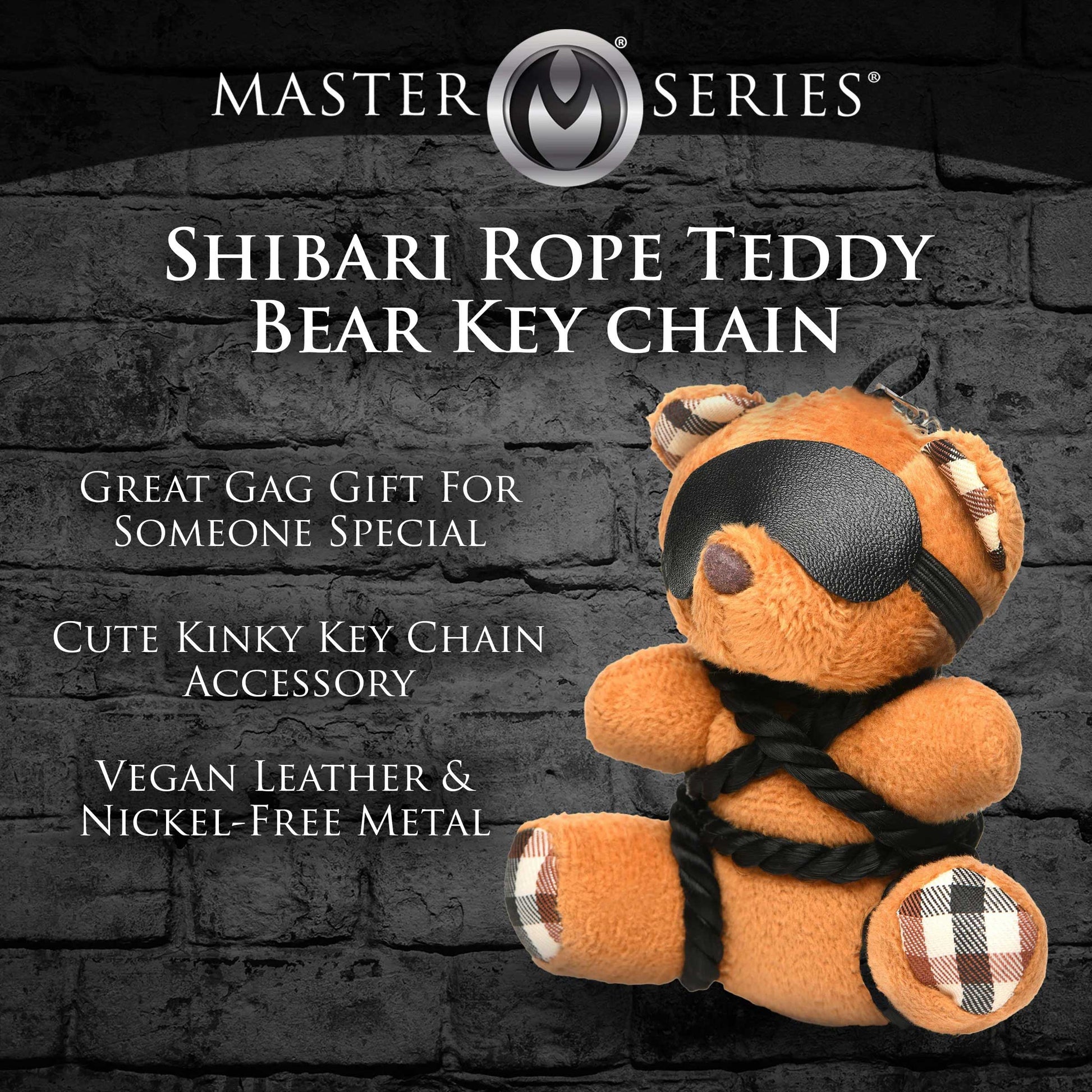 XR Brands Rope Teddy Bear Keychain - Burnt Orange - Kinky Novelty Accessory