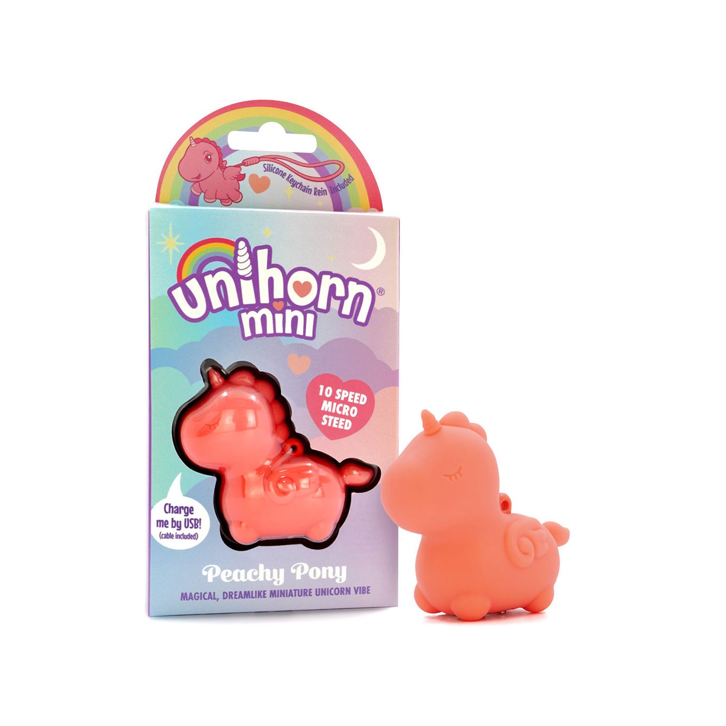Unihorn Mini Peachy Pony Vibrator with 10 Vibration Speeds – Orange