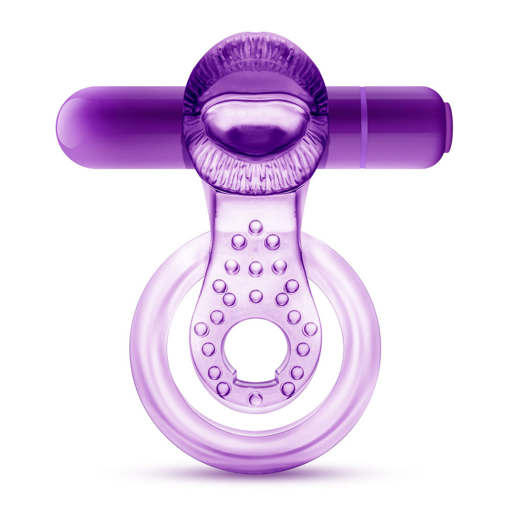 Blush Lick It Vibrating Double Strap Cockring - Purple