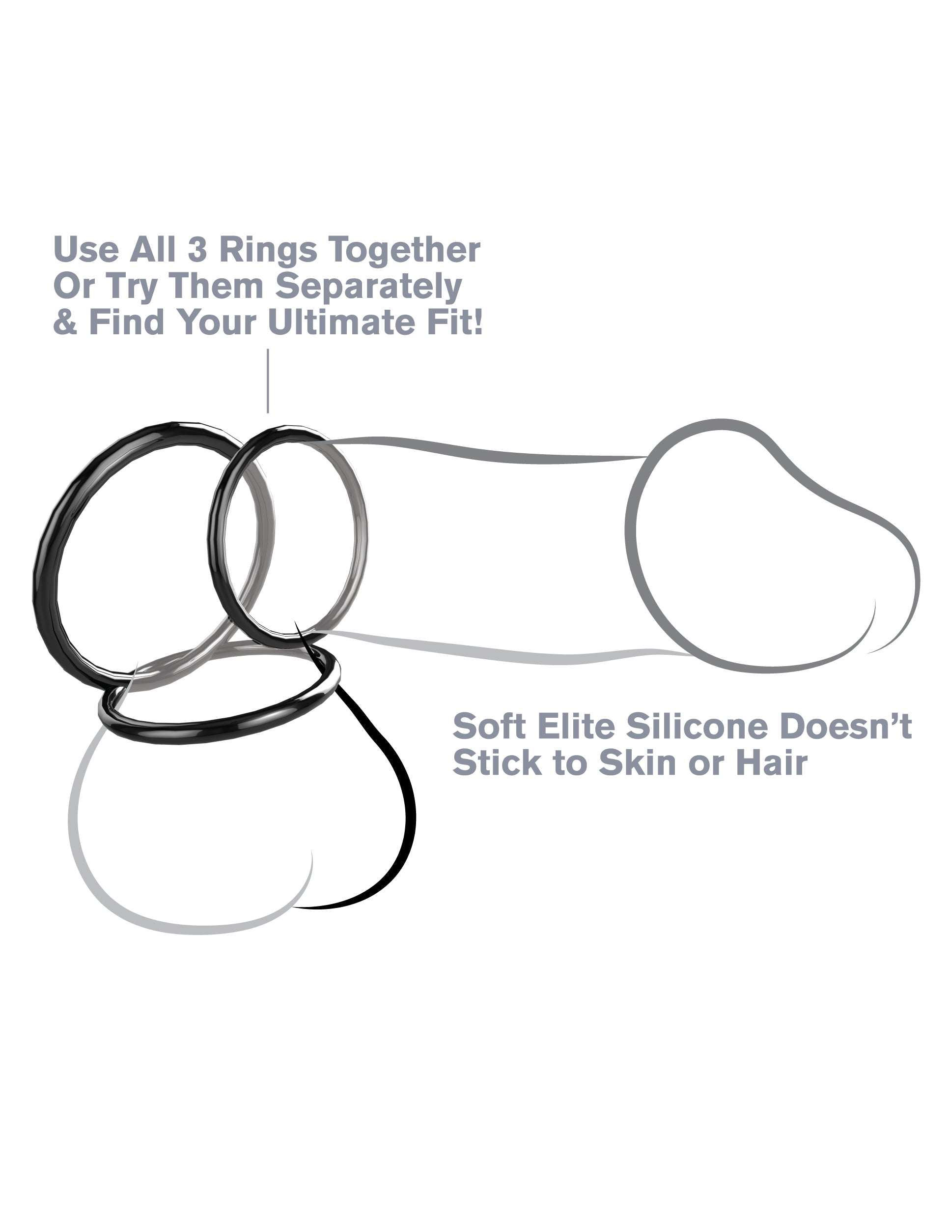 Fantasy C-Ringz Silicone Ring Stamina Set - Black - 3 Performance Rings