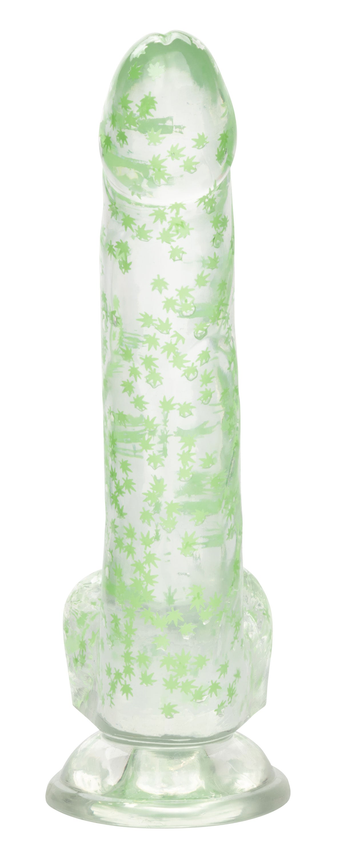 CalExotics Naughty Bits I Leaf Dick Glow-in-the-Dark Dong - 8 Inch, Green